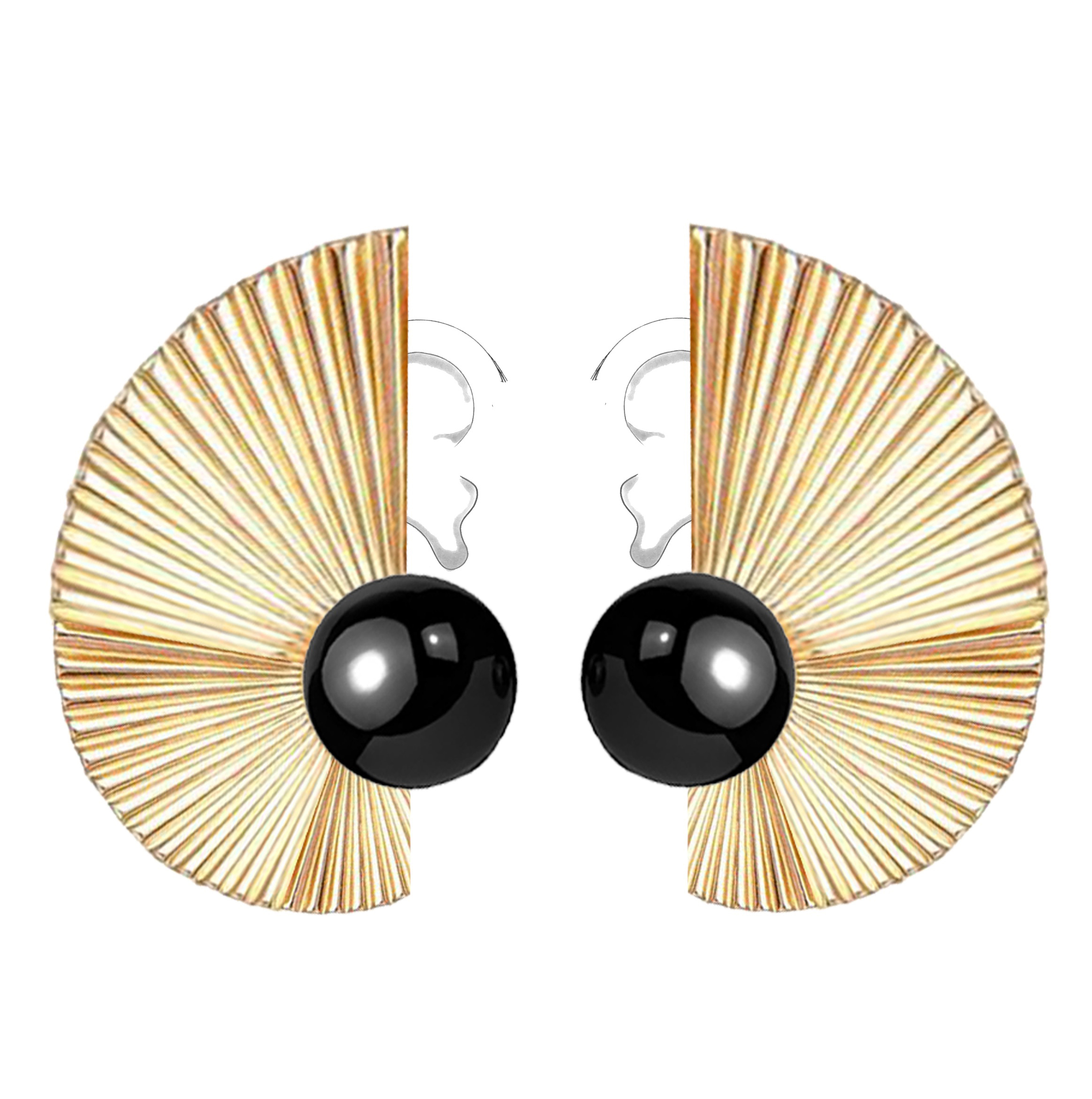 Pleated half-circle earrings — Nina Ricci, designed by Elsa Sen